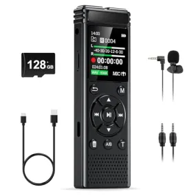 136GB Digital Voice Recorder One Click, Voice Recorder with Playback HD Recording Easy Control, Large Screen 7000 Hours Sound Audio Recorder Recording Tape for Lectures Meeting MP3 Player