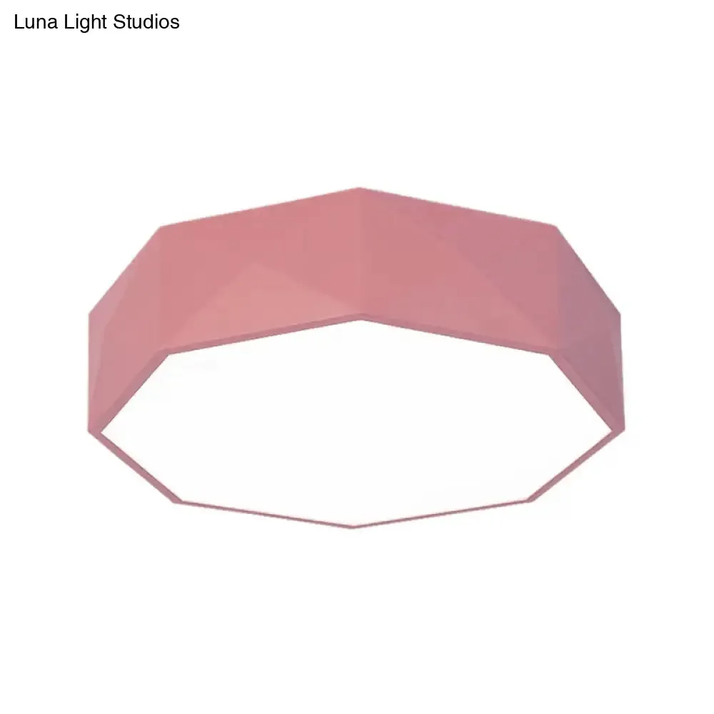 16"/20" Dia Hexagon Macaron Acrylic LED Flush Mount Light for Girls Bedroom - Pink/Yellow/Blue/Green Colors - Third Gear/Warm/White Light