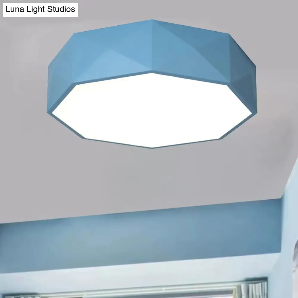 16"/20" Dia Hexagon Macaron Acrylic LED Flush Mount Light for Girls Bedroom - Pink/Yellow/Blue/Green Colors - Third Gear/Warm/White Light