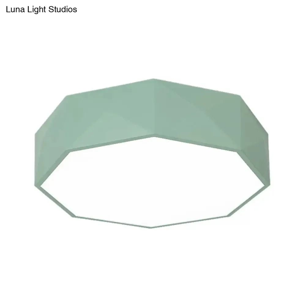 16"/20" Dia Hexagon Macaron Acrylic LED Flush Mount Light for Girls Bedroom - Pink/Yellow/Blue/Green Colors - Third Gear/Warm/White Light