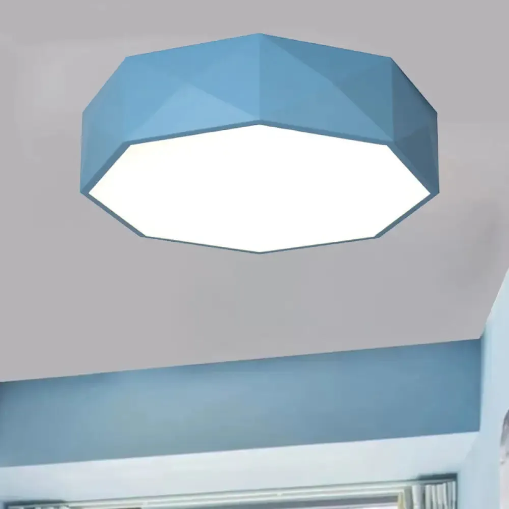 16"/20" Dia Hexagon Macaron Acrylic LED Flush Mount Light for Girls Bedroom - Pink/Yellow/Blue/Green Colors - Third Gear/Warm/White Light