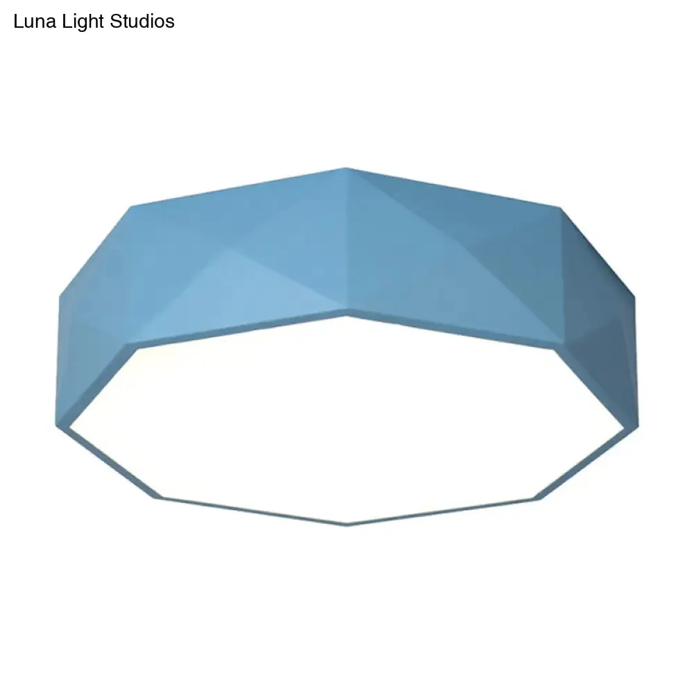 16"/20" Dia Hexagon Macaron Acrylic LED Flush Mount Light for Girls Bedroom - Pink/Yellow/Blue/Green Colors - Third Gear/Warm/White Light