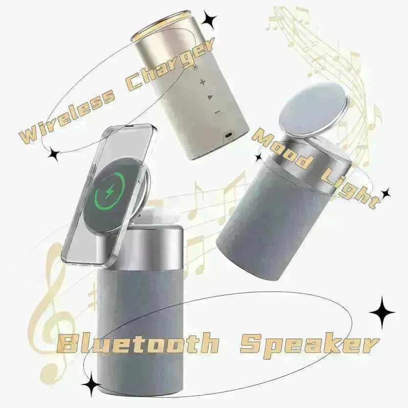 3 In 1 Multi-Function IPhone And AirPods Wireless Charger Portable Bluetooth Speaker With Touch Lamp For Home And Office