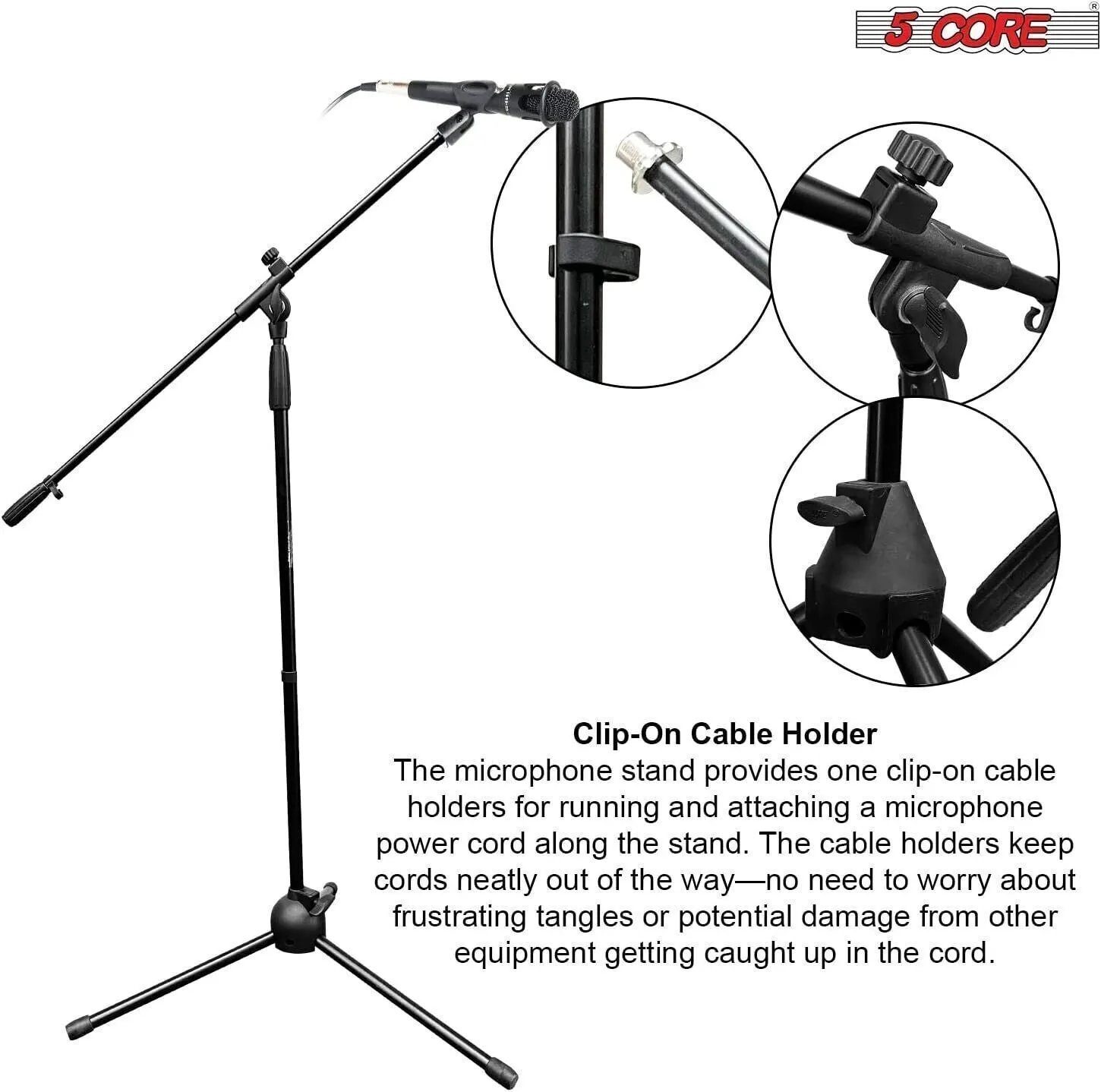 5 Core 360 Rotating Microphone Stand Boom Arm Foldable Tripod with