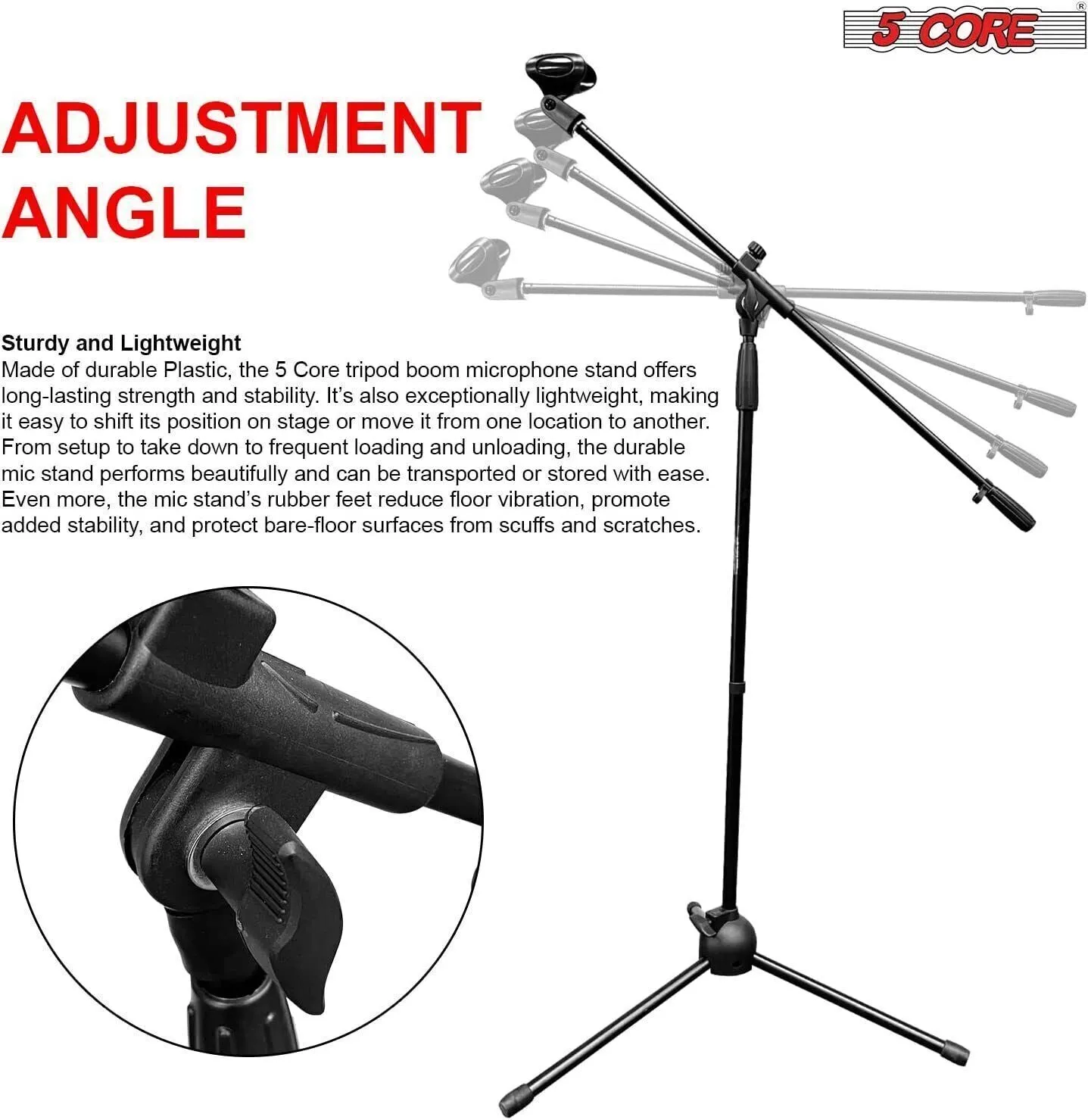 5 Core 360 Rotating Microphone Stand Boom Arm Foldable Tripod with