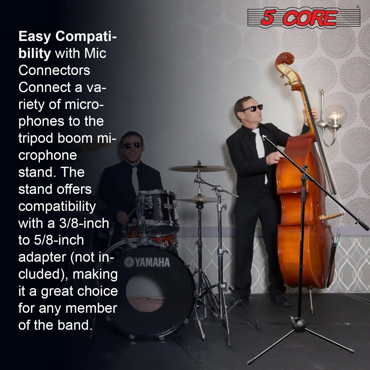 5 Core 360 Rotating Microphone Stand Boom Arm Foldable Tripod with