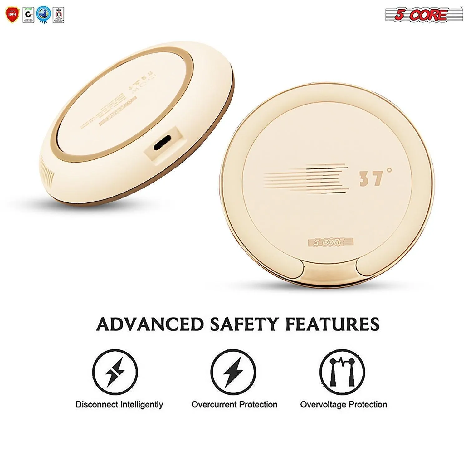 5 Core Wireless Charger, 15W Qi-Certified Max Fast Wireless Charging