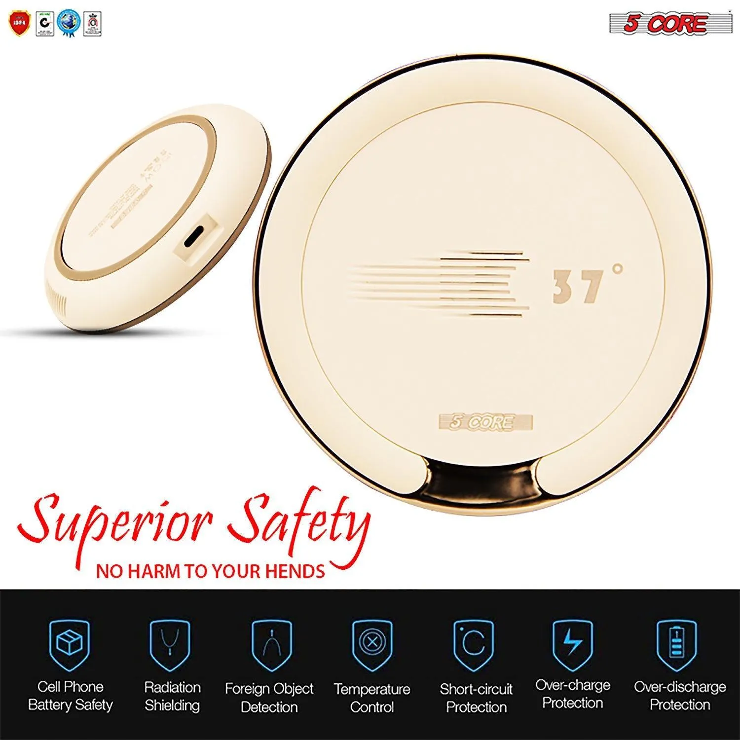 5 Core Wireless Charger, 15W Qi-Certified Max Fast Wireless Charging