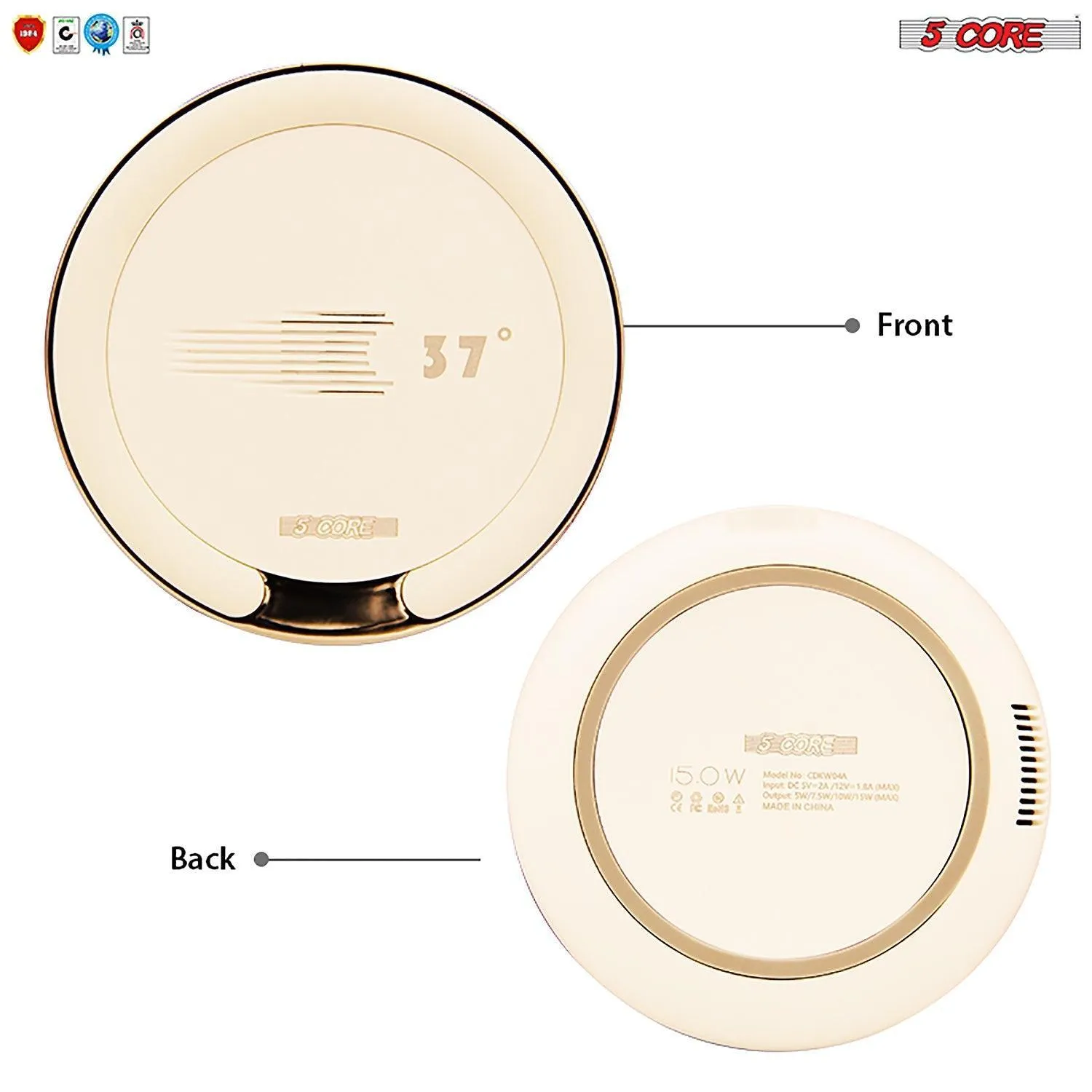 5 Core Wireless Charger, 15W Qi-Certified Max Fast Wireless Charging