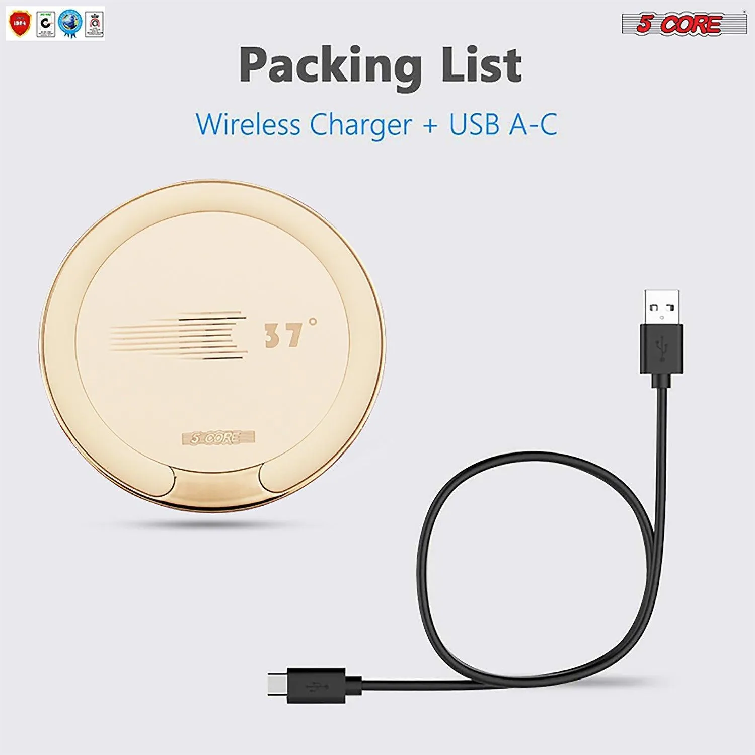 5 Core Wireless Charger, 15W Qi-Certified Max Fast Wireless Charging