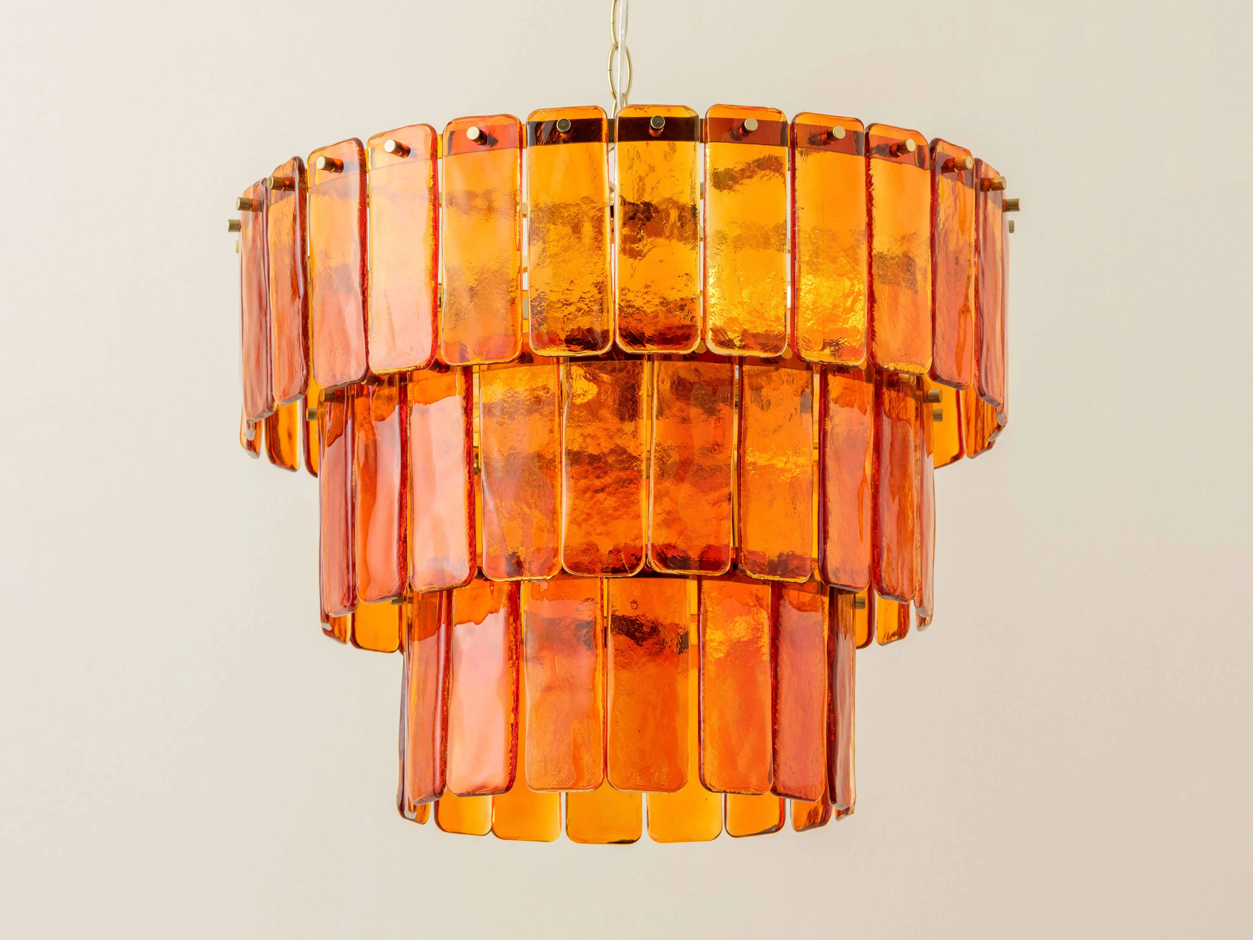 Amber glass 3 tiered chandelier