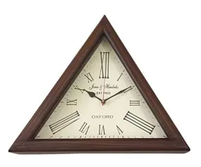 Antique nautical Art Decor Instruments Triangle Wooden Designer Big Wall Clock (12 Inches, Brown)