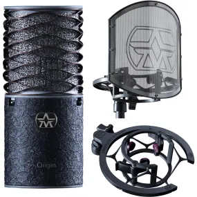 Aston Microphones AST ORIGIN BNDL Microphone With Shield, Pop Filter and Swift Shockmount Bundle (Black)