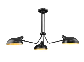 Bellamy Three Light Semi Flush Mount in Matte Black