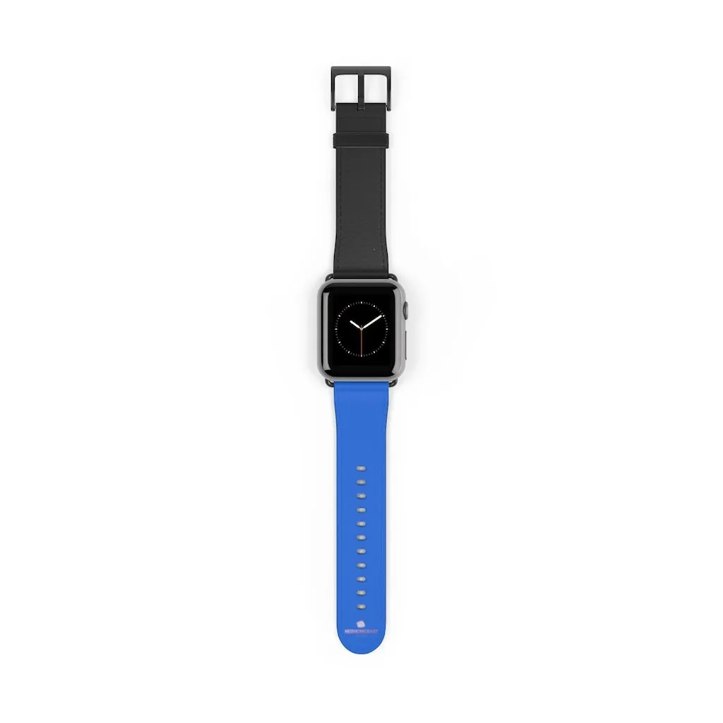 Blue Black Apple Watch Band, Duo Solid Color 38mm/42mm Watch Bands- Made in USA