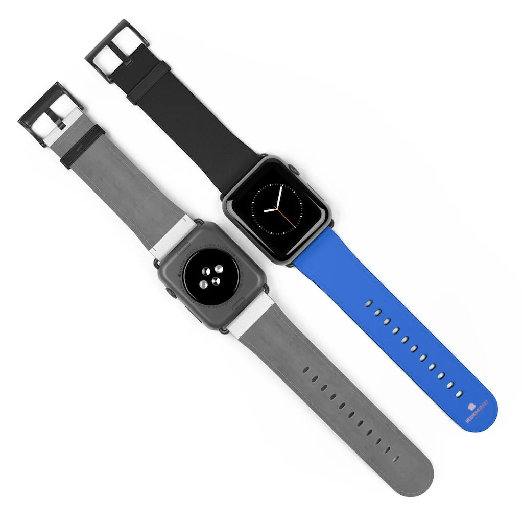 Blue Black Apple Watch Band, Duo Solid Color 38mm/42mm Watch Bands- Made in USA