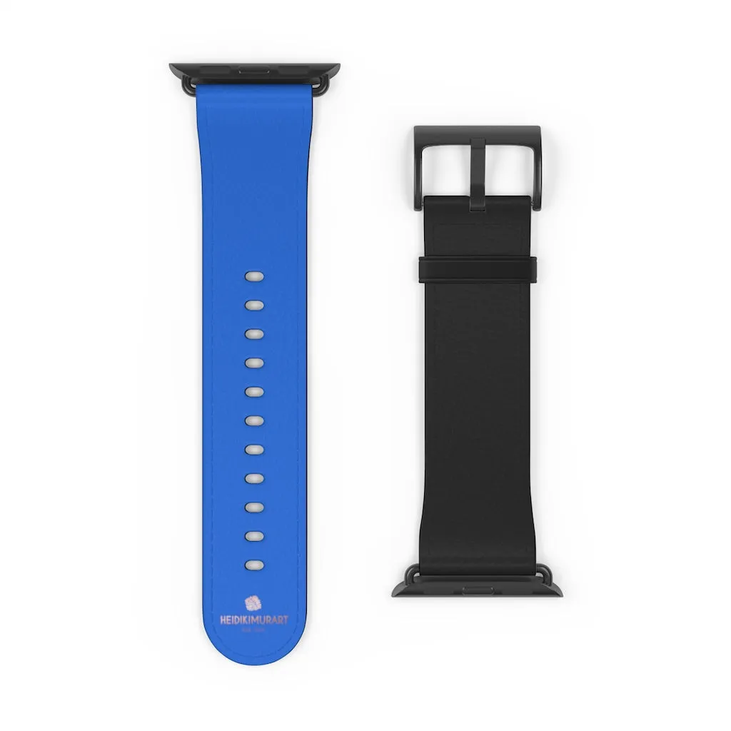Blue Black Apple Watch Band, Duo Solid Color 38mm/42mm Watch Bands- Made in USA
