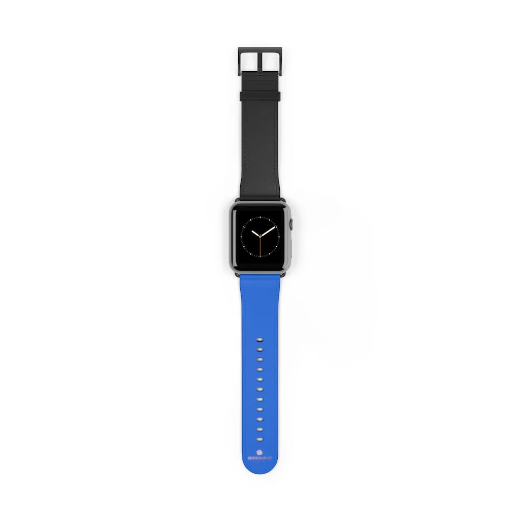 Blue Black Apple Watch Band, Duo Solid Color 38mm/42mm Watch Bands- Made in USA