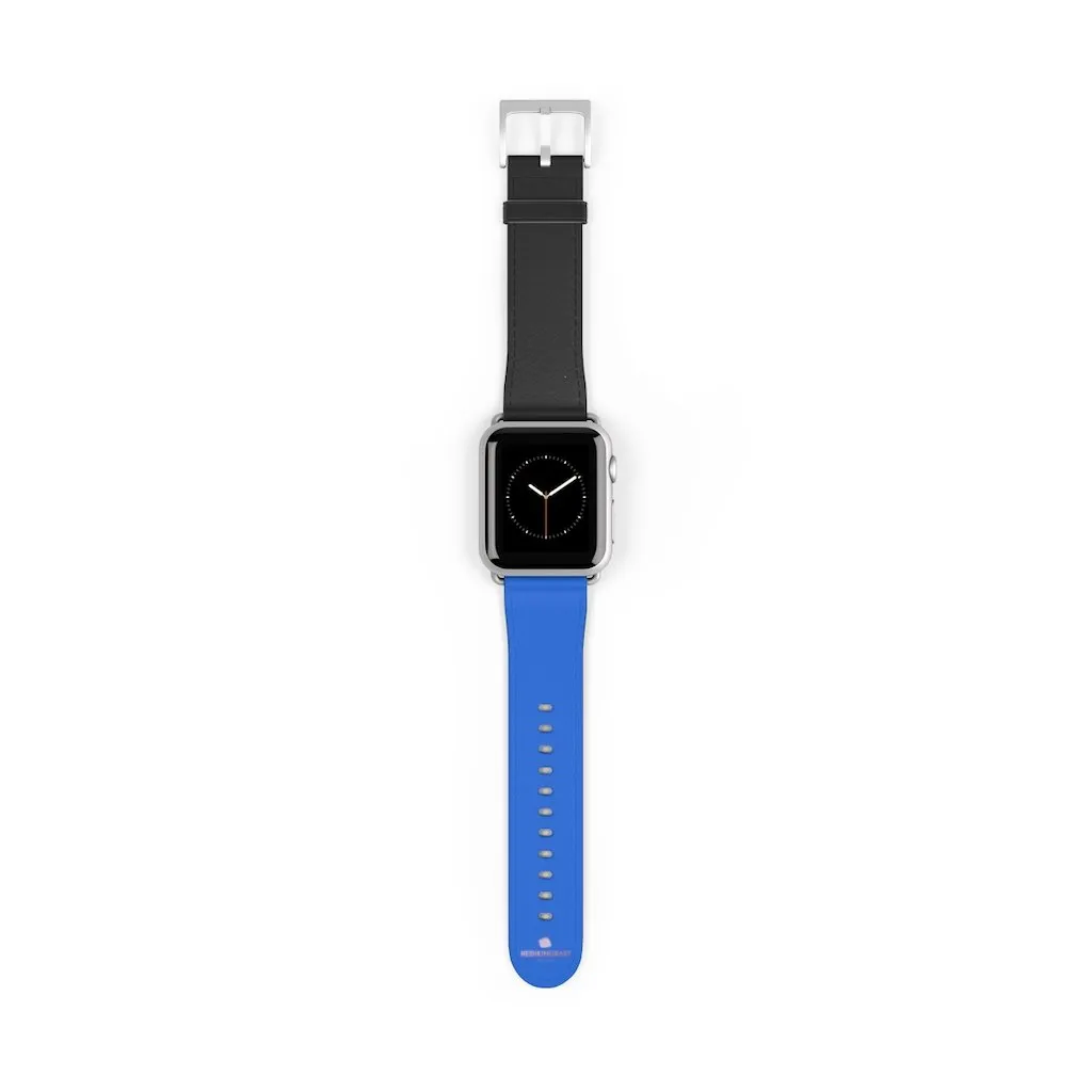 Blue Black Apple Watch Band, Duo Solid Color 38mm/42mm Watch Bands- Made in USA