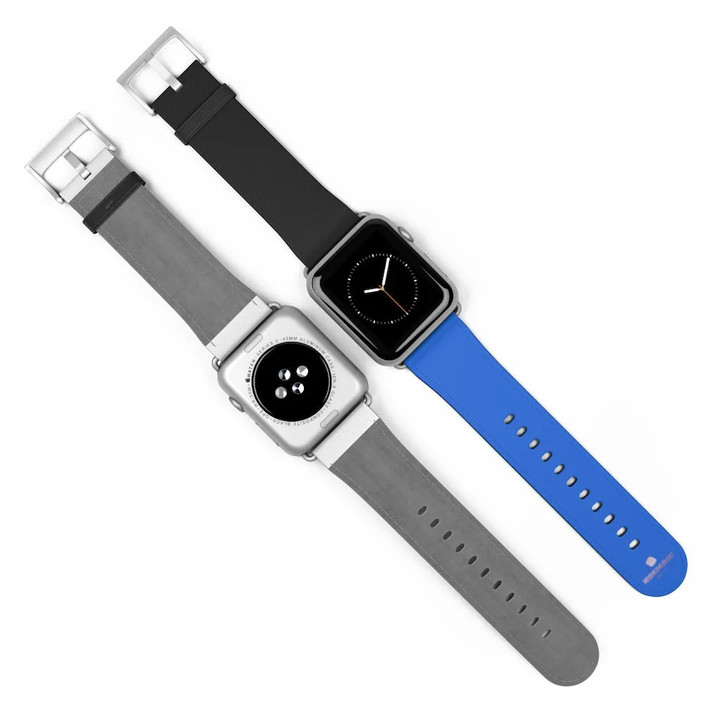 Blue Black Apple Watch Band, Duo Solid Color 38mm/42mm Watch Bands- Made in USA