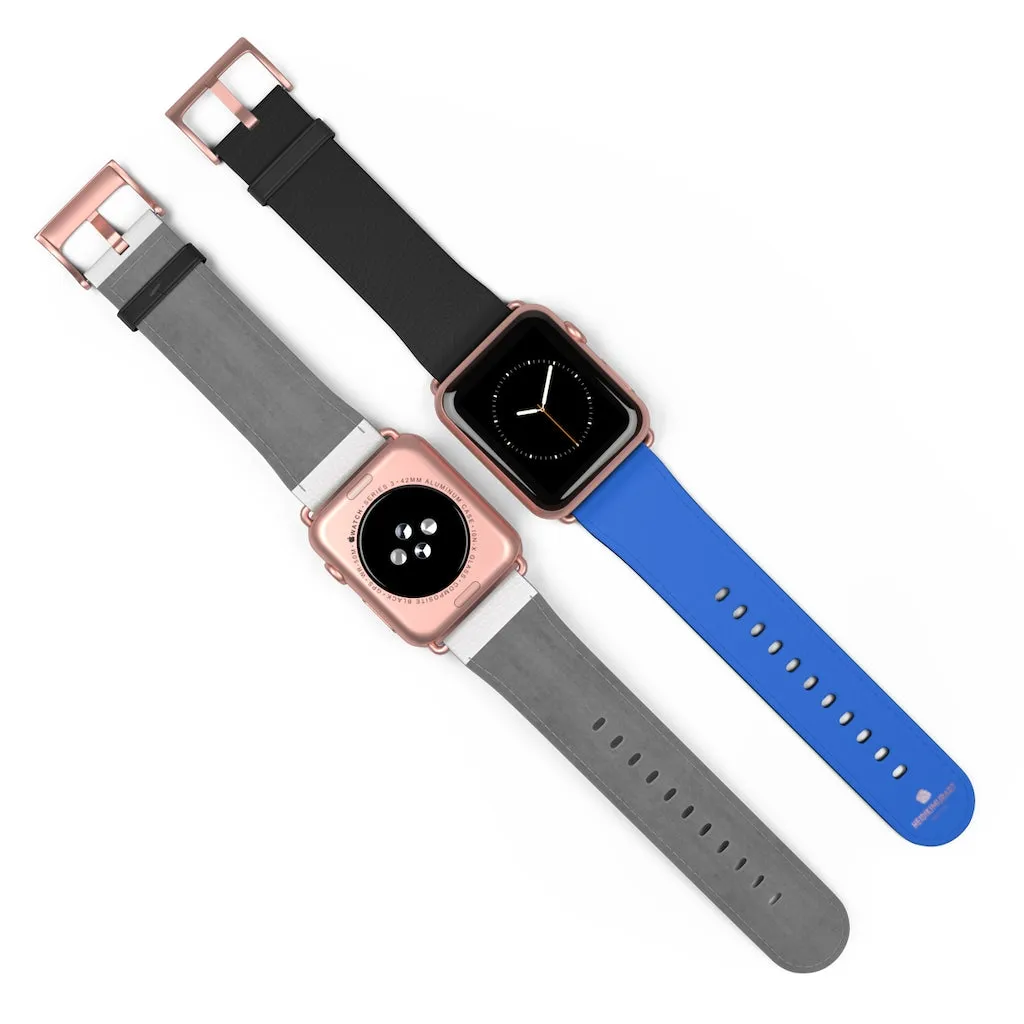 Blue Black Apple Watch Band, Duo Solid Color 38mm/42mm Watch Bands- Made in USA