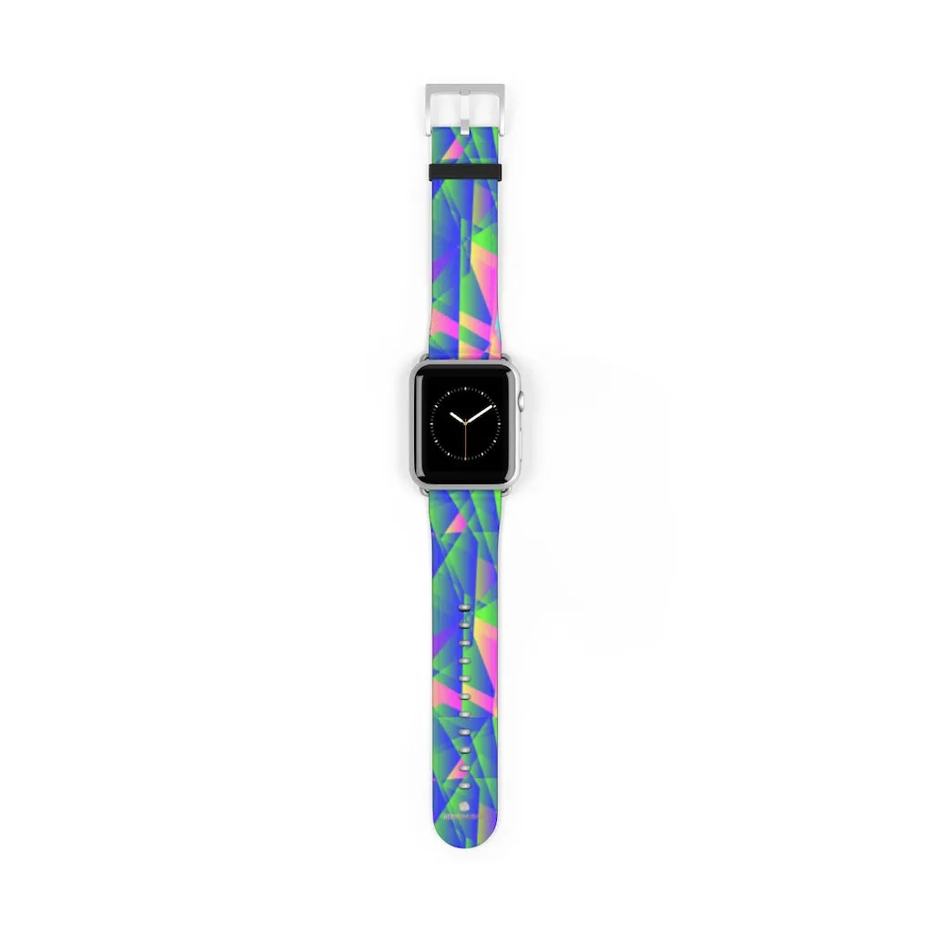 Blue Diamond Apple Watch Band, Geometric Print 38mm/42mm Watch Band-Made in USA