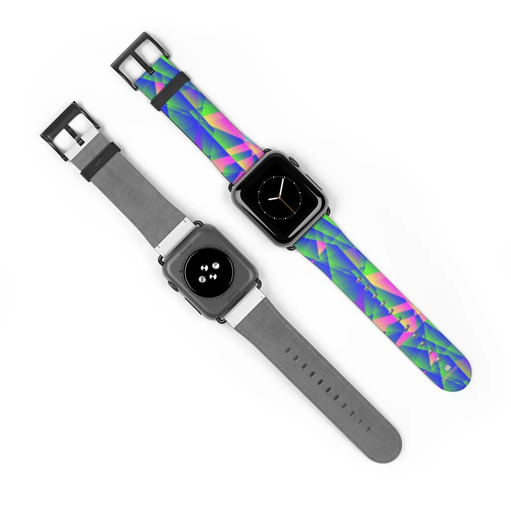 Blue Diamond Apple Watch Band, Geometric Print 38mm/42mm Watch Band-Made in USA
