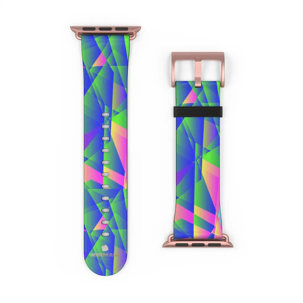 Blue Diamond Apple Watch Band, Geometric Print 38mm/42mm Watch Band-Made in USA