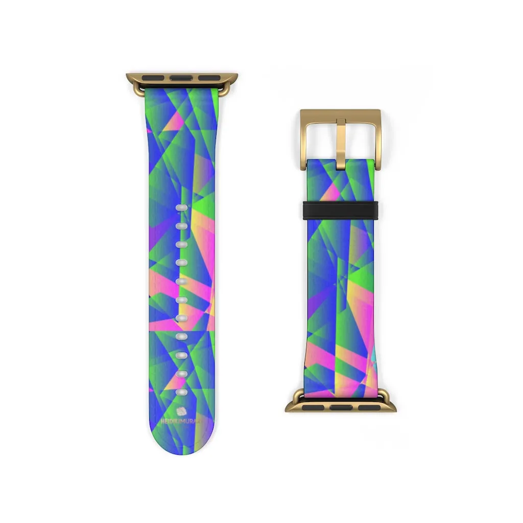 Blue Diamond Apple Watch Band, Geometric Print 38mm/42mm Watch Band-Made in USA