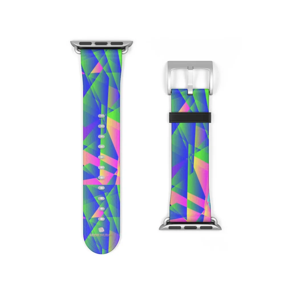 Blue Diamond Apple Watch Band, Geometric Print 38mm/42mm Watch Band-Made in USA