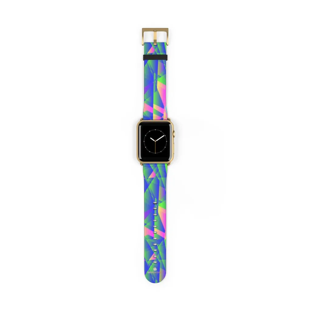 Blue Diamond Apple Watch Band, Geometric Print 38mm/42mm Watch Band-Made in USA