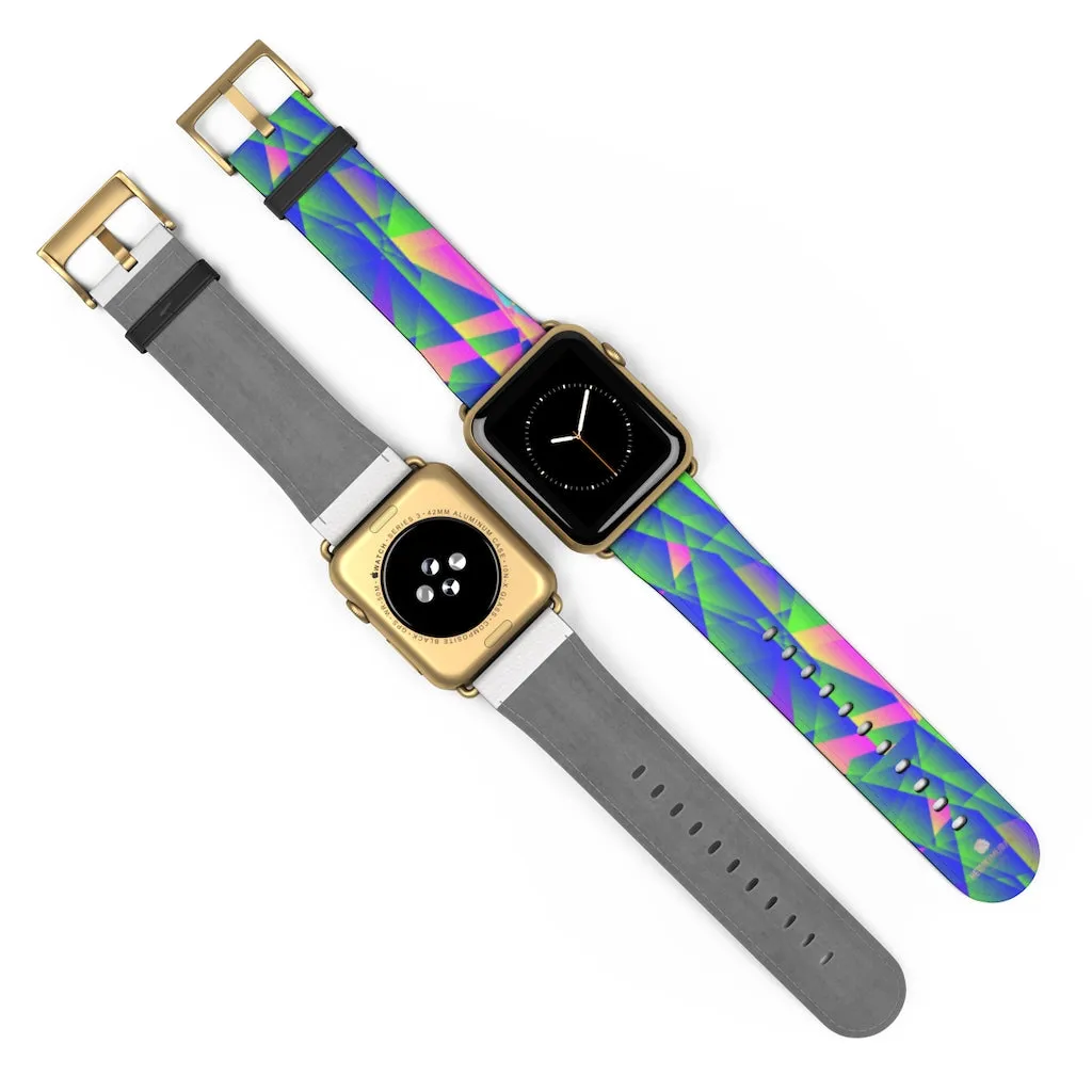 Blue Diamond Apple Watch Band, Geometric Print 38mm/42mm Watch Band-Made in USA