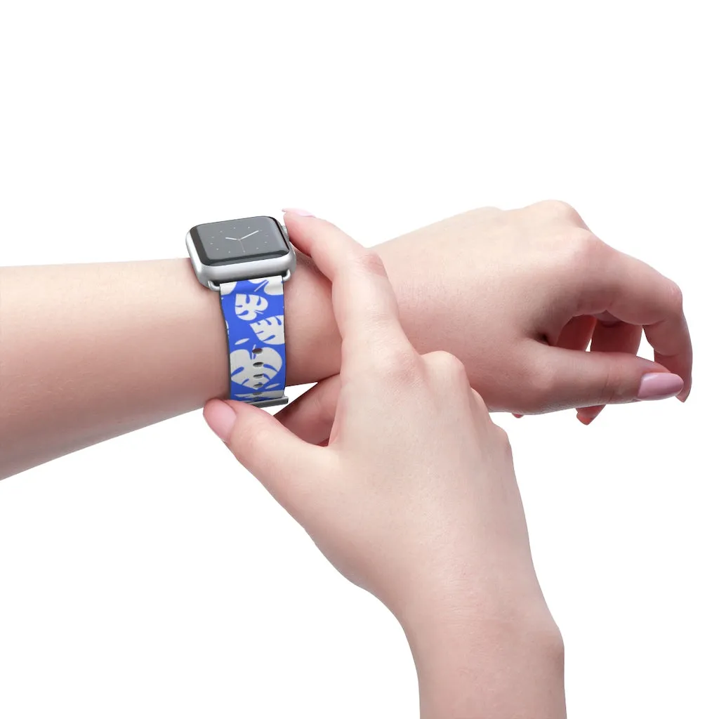 Blue Tropical Leaf Apple Watch Band, 38mm/42mm Watch Band For Apple Watch- Made in USA
