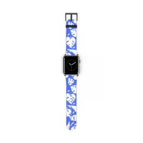 Blue Tropical Leaf Apple Watch Band, 38mm/42mm Watch Band For Apple Watch- Made in USA