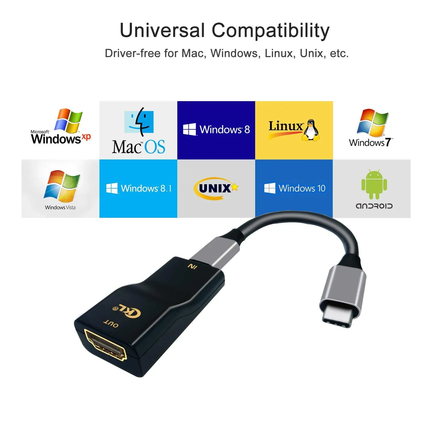 CKL 4Kx2K@60Hz USB-C to HDMI Adapter, Type-C to HDMI Converter Cable Compatible Thunderbolt 3 for CKL KVM Switch, Galaxy, Surface Pro, XPS, iPad, MacBook and More