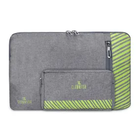 Combo: 15.6 inch Laptop Sleeve & Multipurpose Pouch | Premium Polyester | Grey