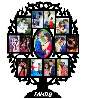 CUDDLY PRINT Family Tree 13 Photo Frame in Creative Wooden Frame |Gifting Frame for All Occasions| (Black, 18x24 inches)