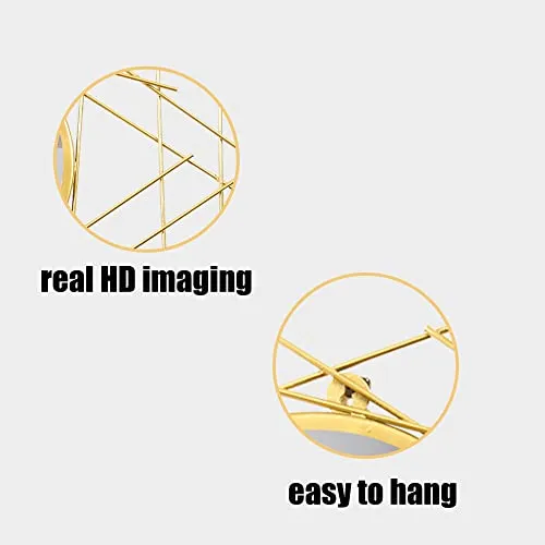 Decorative Geometric Wall Mirror with Hanging Globes, 60 cm Diameter, Gold