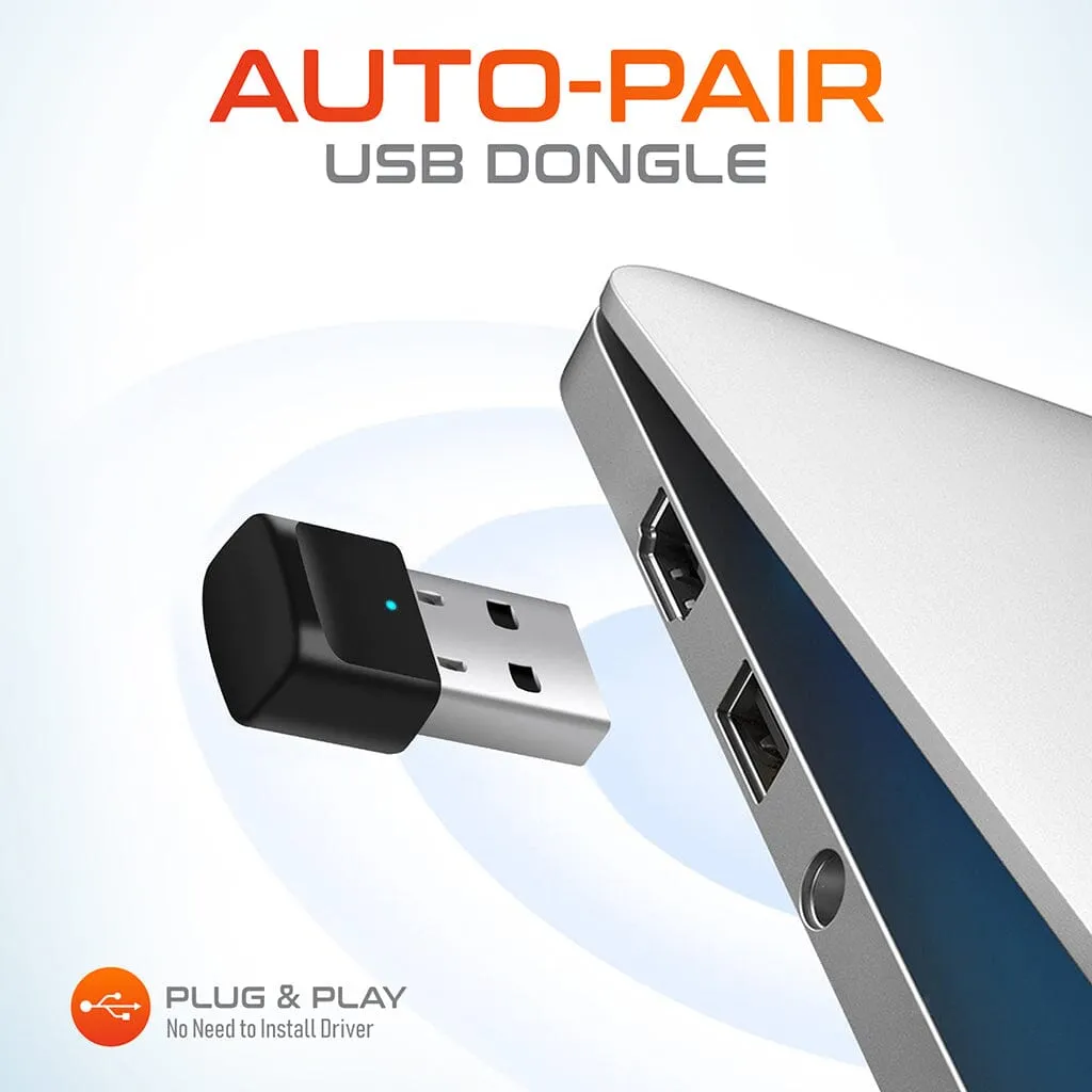 Delton 50X Noise Canceling Bluetooth or Auto Pair USB Dongle Headset with Charging Dock