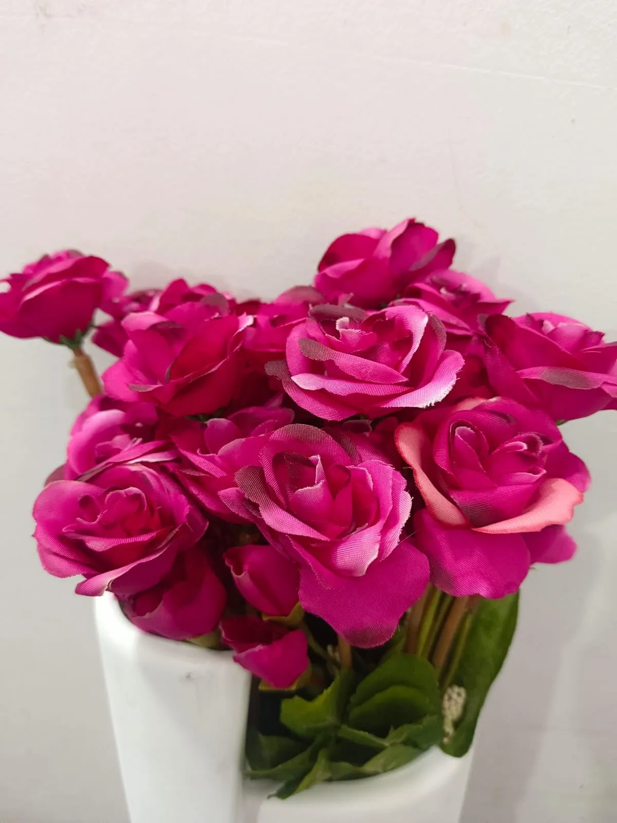 DN Enterprises Artificial Pink Rose Flower with Face Pot for Home Living Room Kitchen Decoration Gift Items(3Pc, 45cm) | Beautiful Flowers for Decoration Rose Flower Bunch with Vase