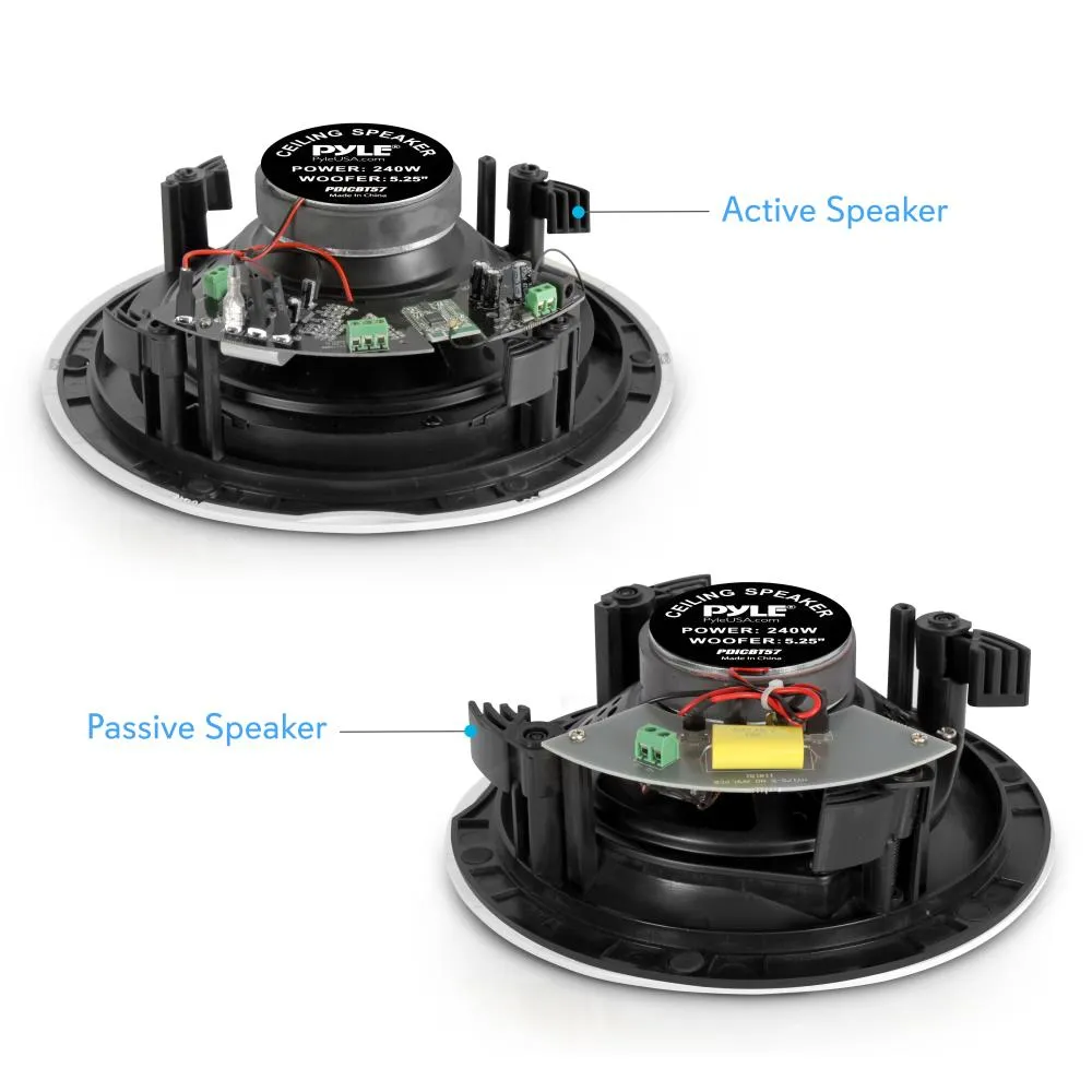 Dual 5.25’’ Bluetooth Ceiling / Wall Speaker Kit, (2) Flush Mount 2-Way Speakers, 240 Watt