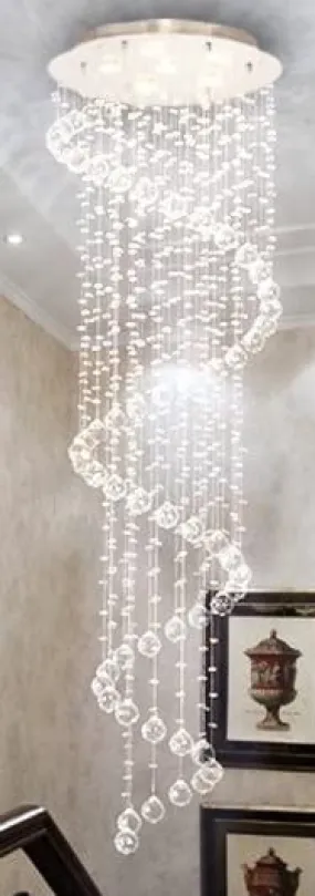 GANE-SHART GA Crystal Glass Chandelier Yellow LED Light Ceiling Decoration for Banquet Hall, Living Room, Stair Area, Hotels, Temples, Office, Resort (Height - 8 Foot)