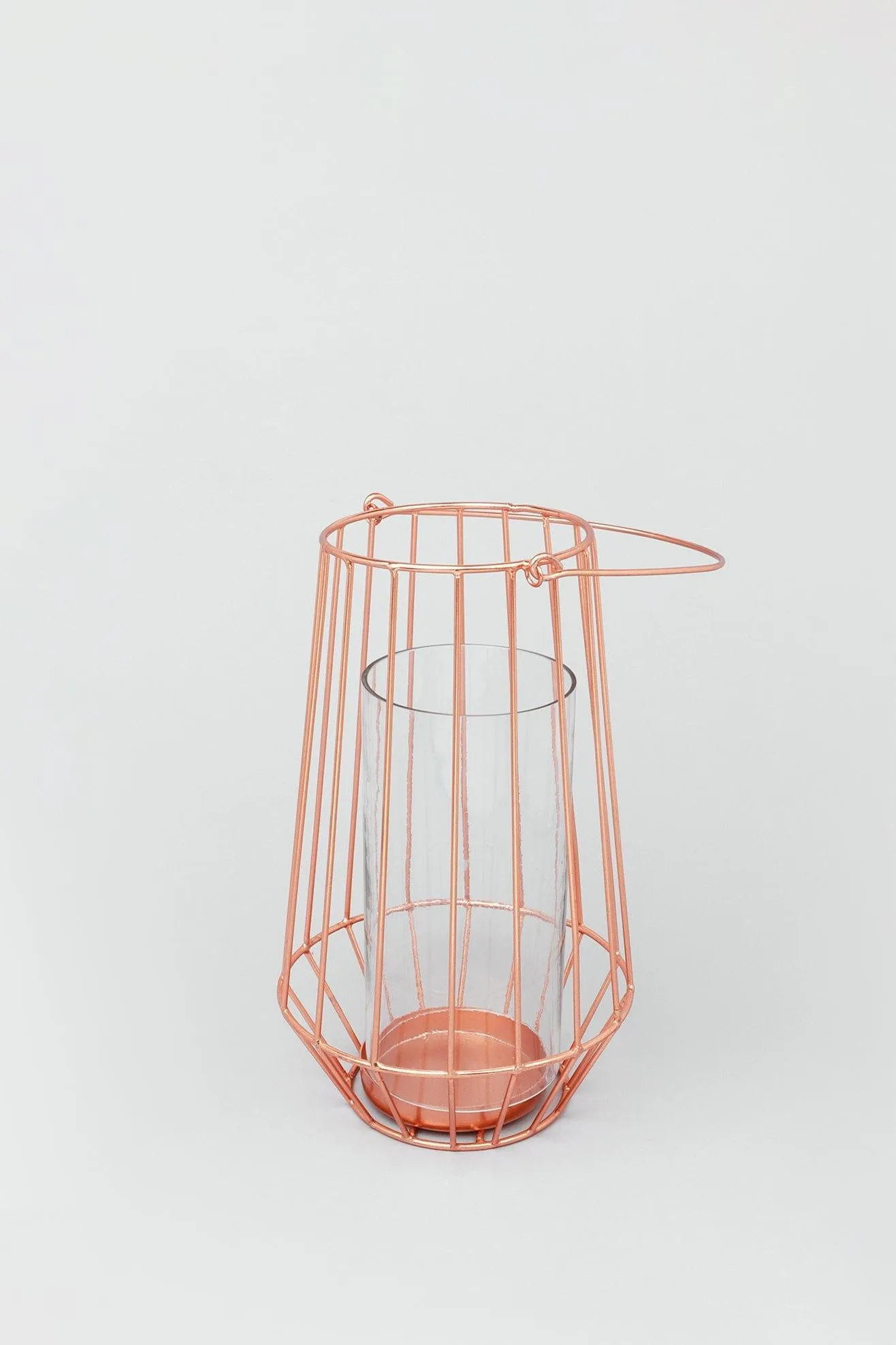 Geometric Copper Glass Tealight Candle Holder