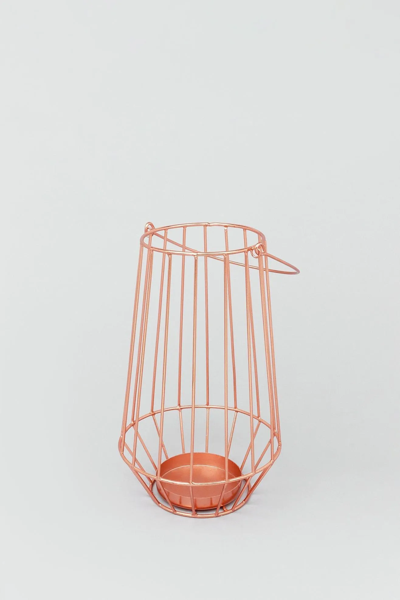 Geometric Copper Glass Tealight Candle Holder