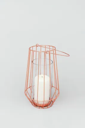Geometric Copper Glass Tealight Candle Holder