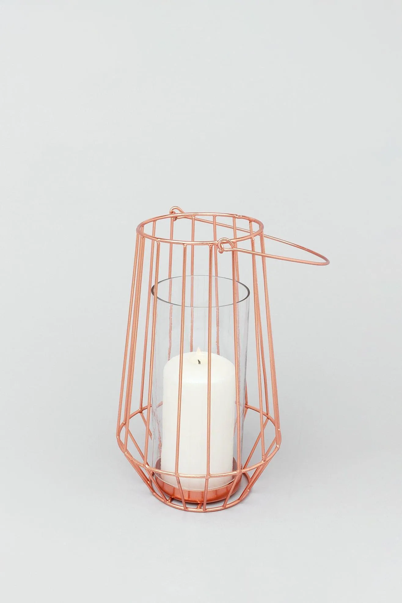 Geometric Copper Glass Tealight Candle Holder