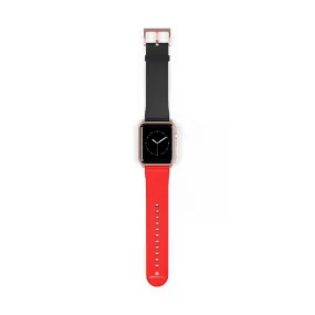 Hot Red Black Watch Band, Dual Solid Color 38 mm/42 mm Watch Band For Apple Watch- Made in USA