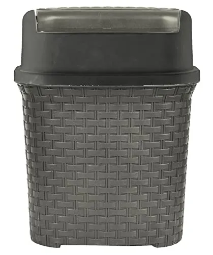 Kuber Industries Multiuses Plastic Dustbin For Home, Kitchen, Office, Bathroom With Swing Lid 7 Litre (Grey)-47KM0702