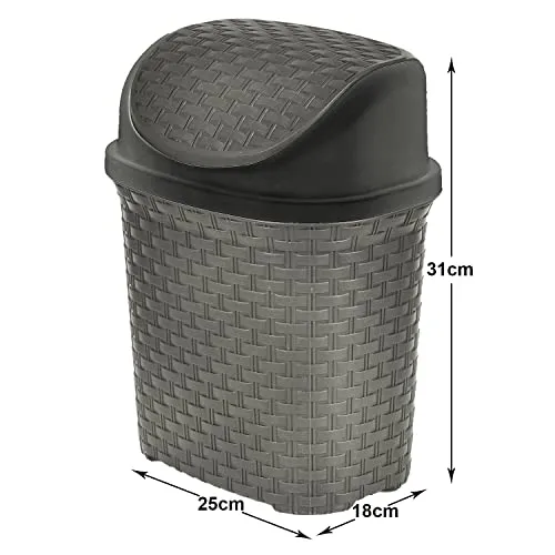 Kuber Industries Multiuses Plastic Dustbin For Home, Kitchen, Office, Bathroom With Swing Lid 7 Litre (Grey)-47KM0702