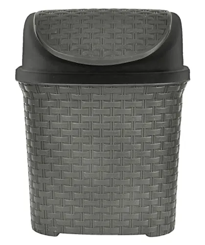 Kuber Industries Multiuses Plastic Dustbin For Home, Kitchen, Office, Bathroom With Swing Lid 7 Litre (Grey)-47KM0702